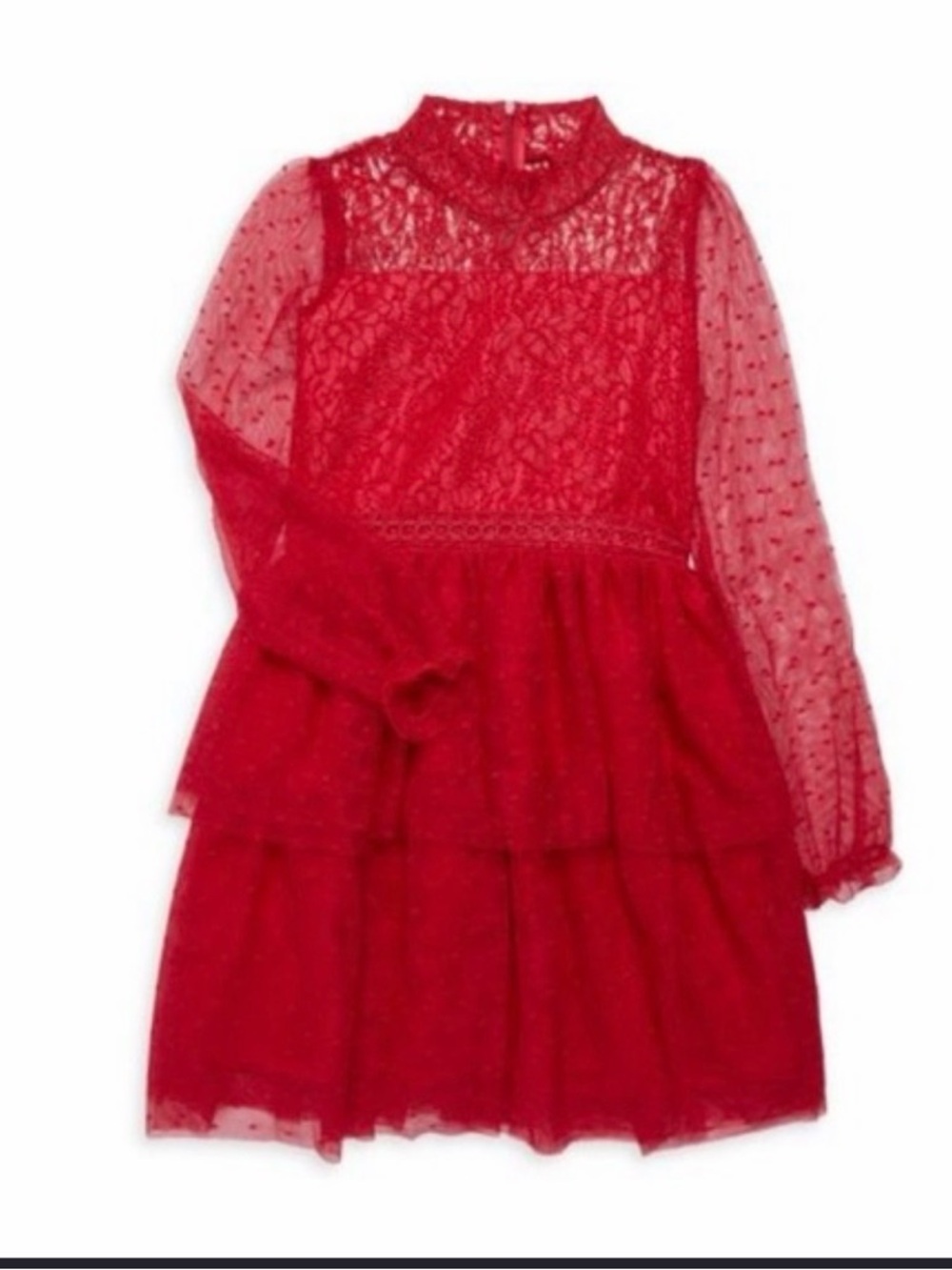 Bcbgirls size 7 Girls' Red Lace Tiered Party Dress
